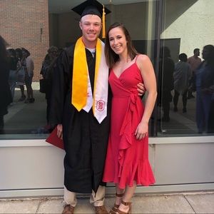 Lulu’s Size Medium Manhattan Moment Berry Pink Ruffled Midi Wrap Dress